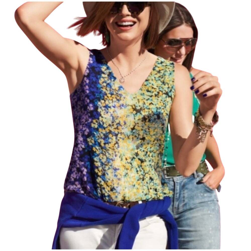 CAbi Womens Merry go Round wraparound tank blouse Style 5538 XS